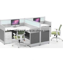 Bureau de travail 4 &#39;* 4&#39; Office Workstation en forme de L (FOH-CXSP408-2PB)